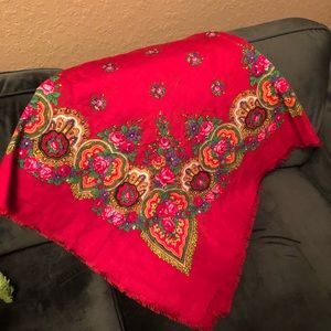 Vintage Shawl Boho Gypsy Wrap Floral Scarf
